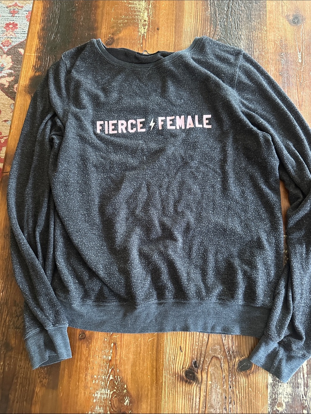 Wildfox Black Crewneck with Pink "FIERCE ⚡ FEMALE" Graphic